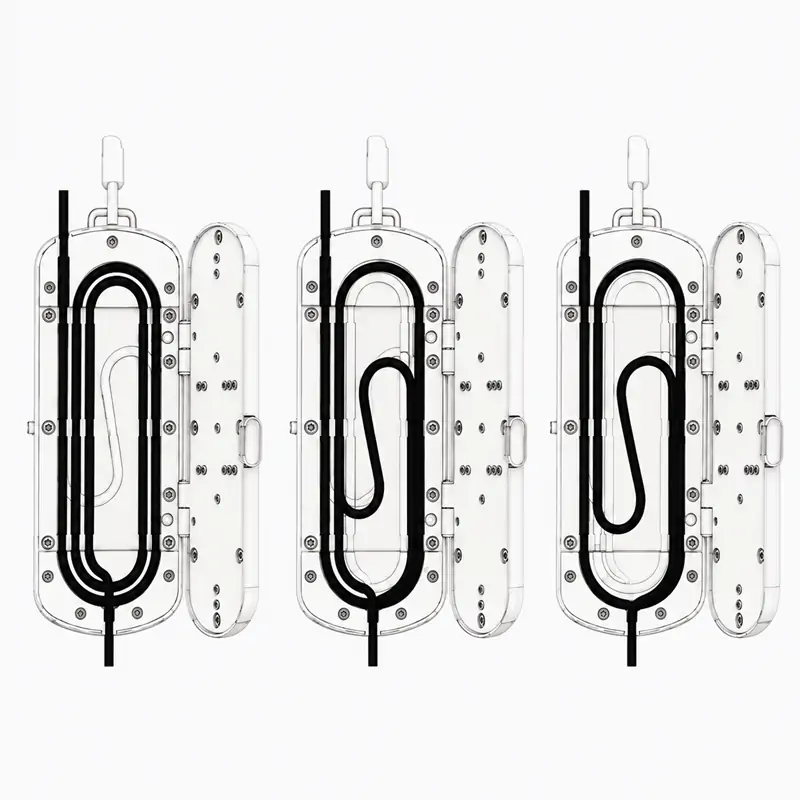 Diagram showing Short, Middle, and Long tubing routes inside HF-110C