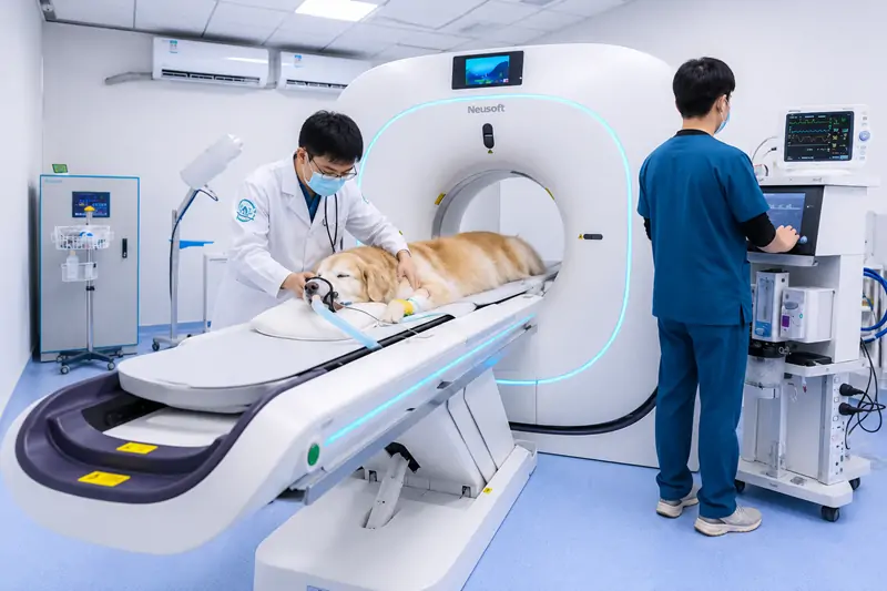Veterinary monitoring equipment in use
