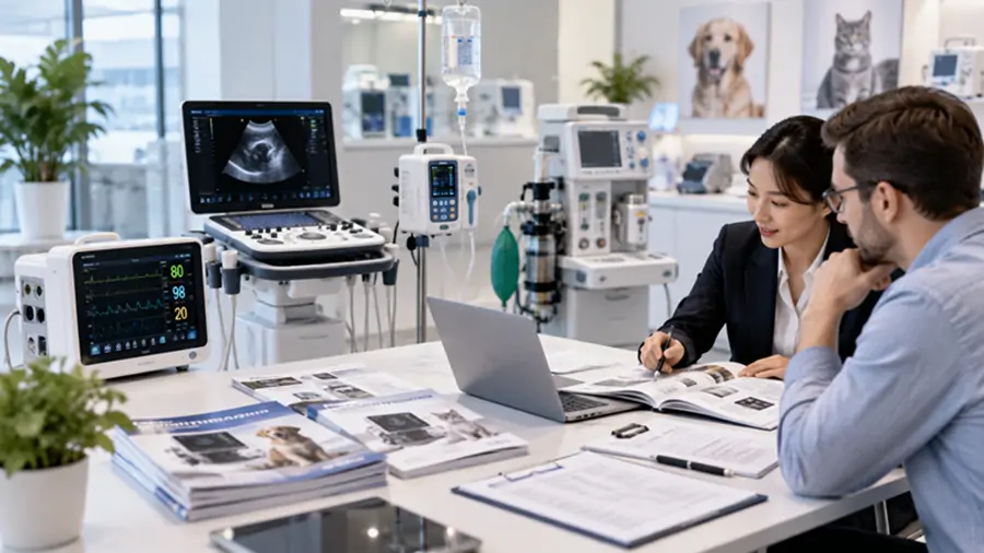 Veterinary equipment portfolio including patient monitor and ultrasound