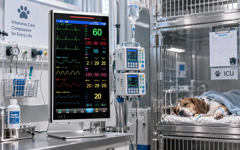 Veterinary patient monitor in veterinary ICU