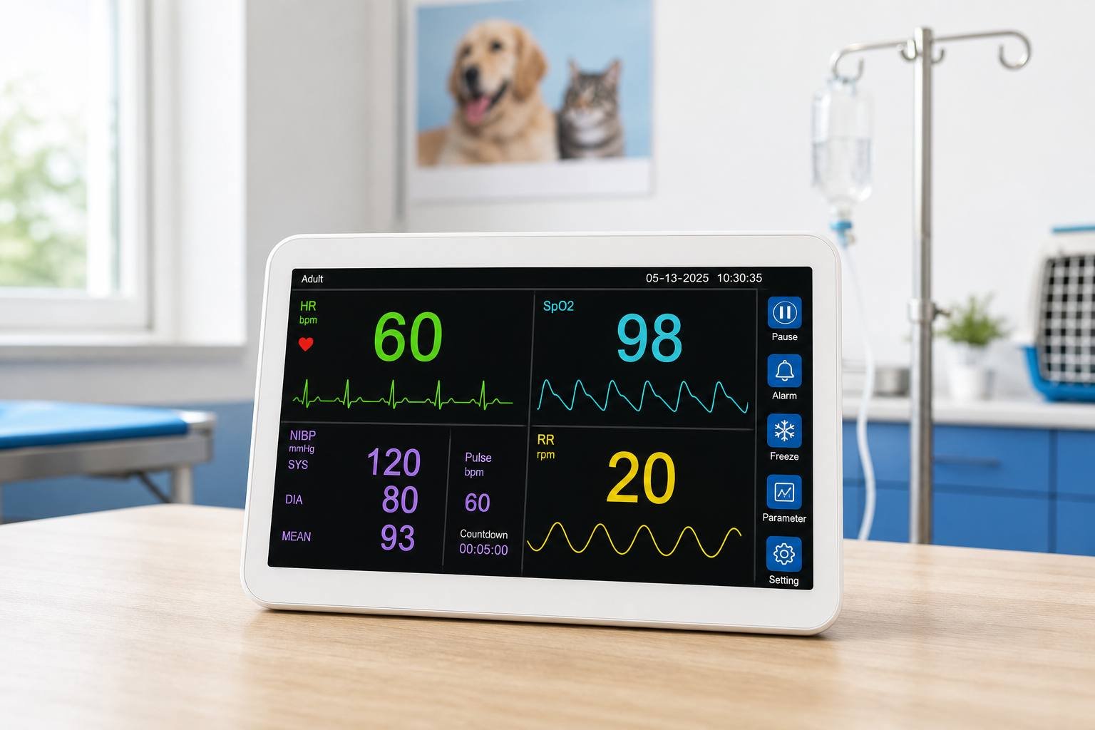 VK6 monitor used in routine veterinary consultation