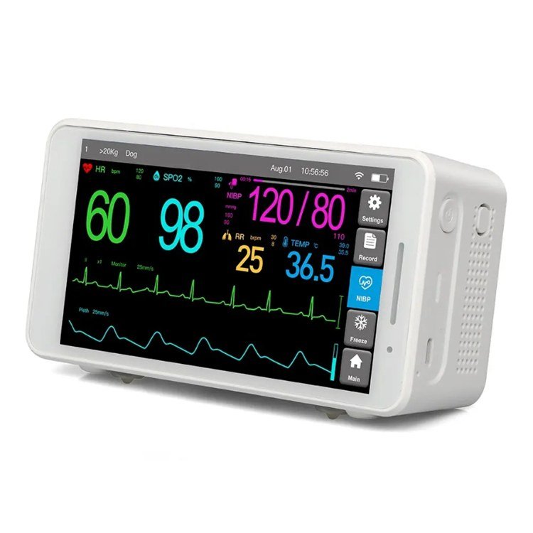 VK6 Veterinary Patient Monitor with 10.5-inch touchscreen display in clinical setting